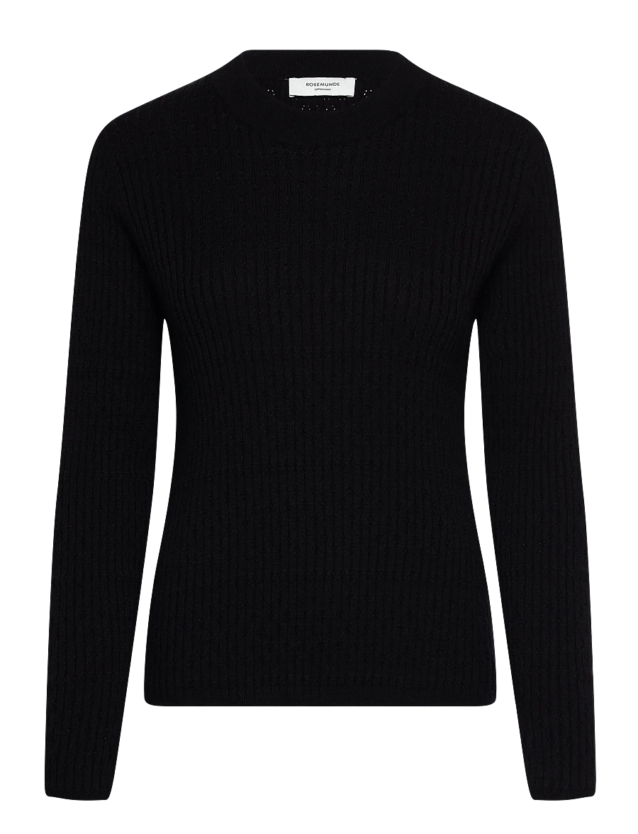 Rosemunde - RWDarcy LS Pointelle Crew Knit - pullover - black - 0