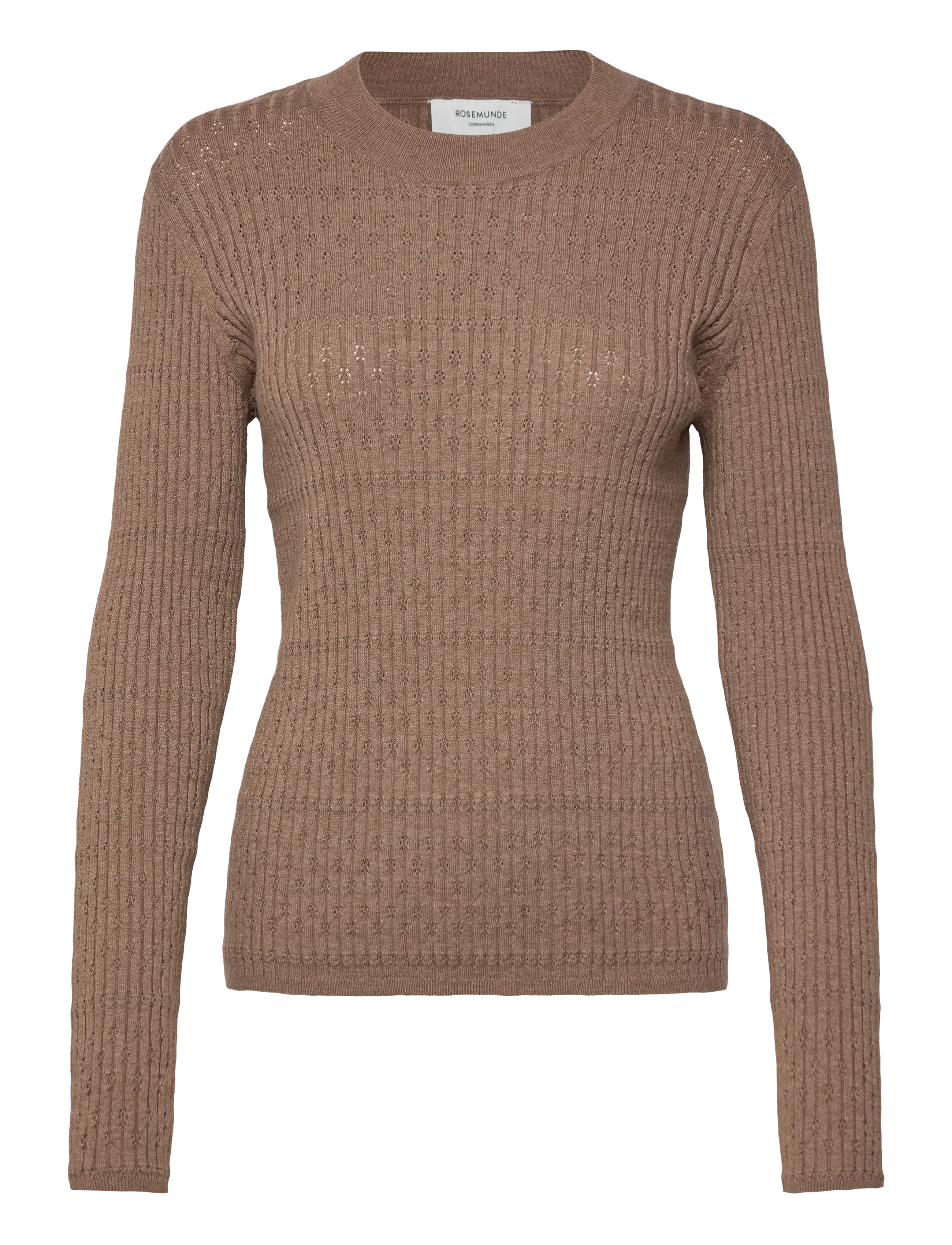 Rosemunde Rwdarcy Ls Pointelle Crew Knit, S, Knitwear, Braun - Jumpers, Frauen