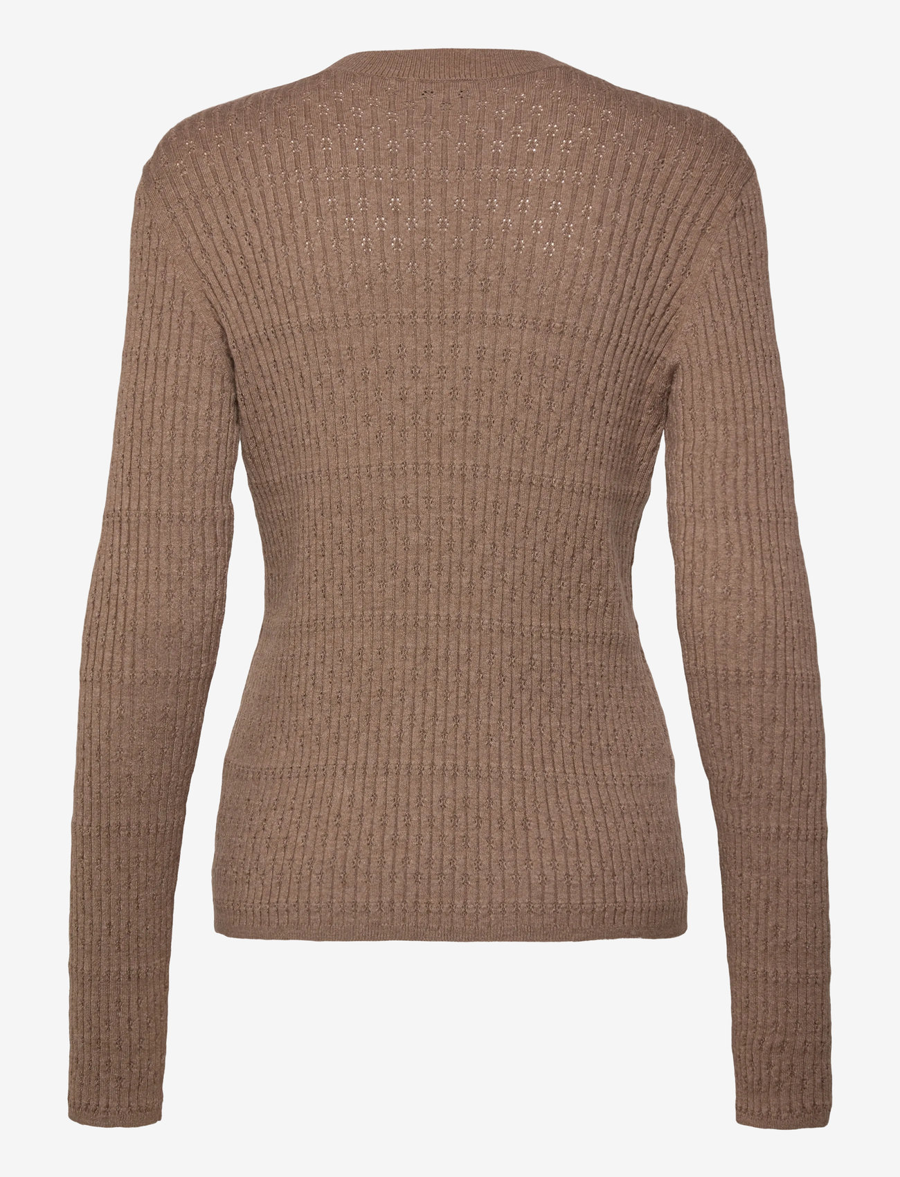 Rosemunde - RWDarcy LS Pointelle Crew Knit - megztiniai - brown grey mel - 1