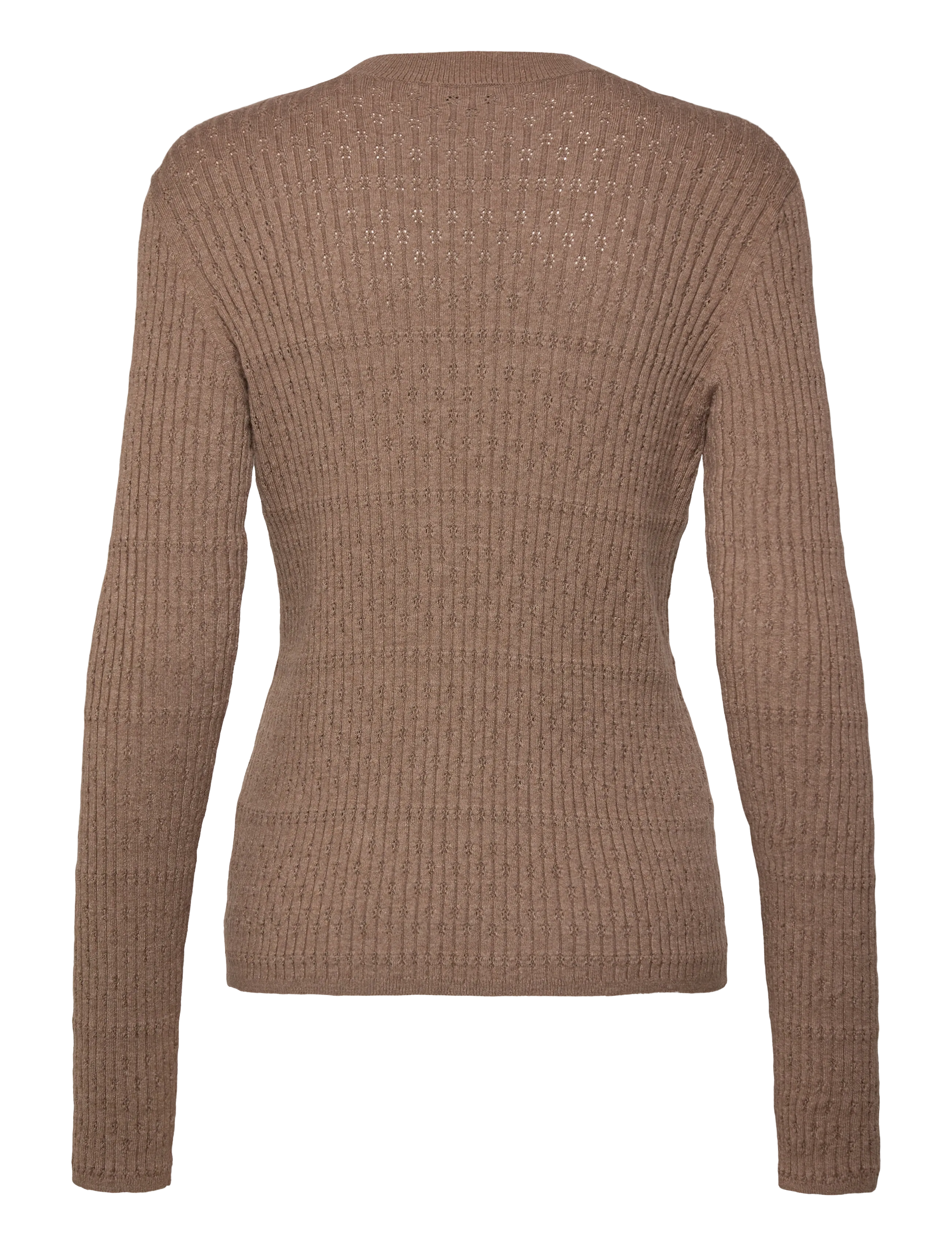 Rosemunde - RWDarcy LS Pointelle Crew Knit - strikkegensere - brown grey mel - 1