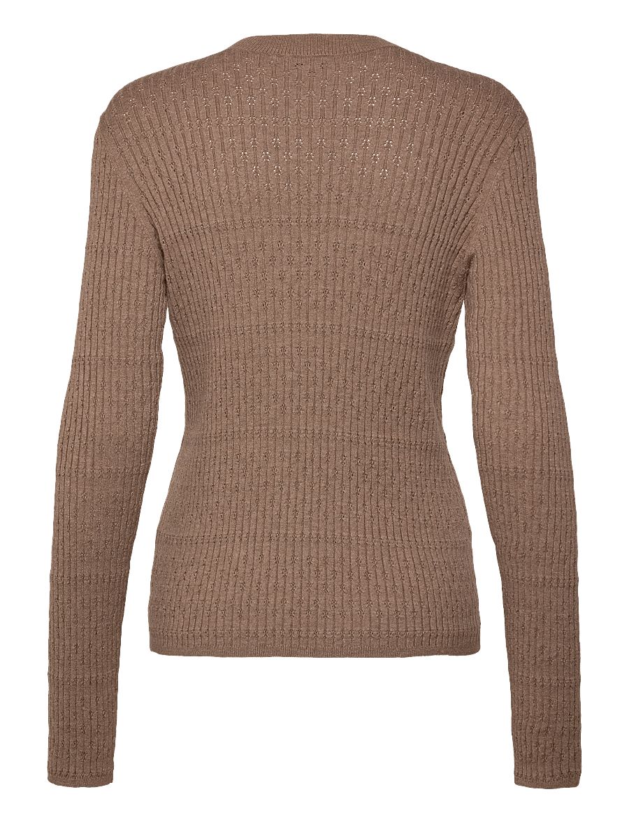 Rosemunde - RWDarcy LS Pointelle Crew Knit - neulepuserot - brown grey mel - 1