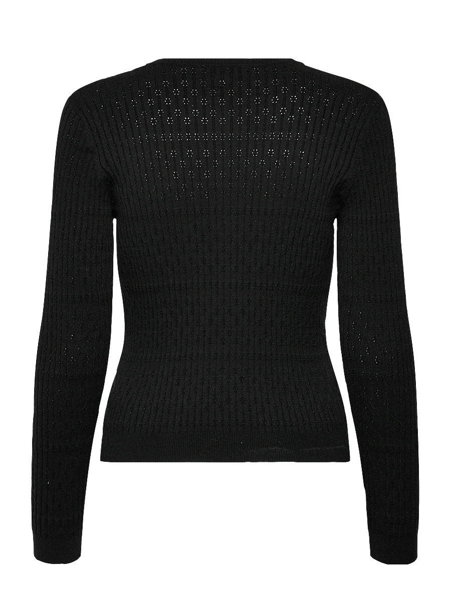 Rosemunde - RWDarcy LS Pointelle Cardigan - gilets - black - 1