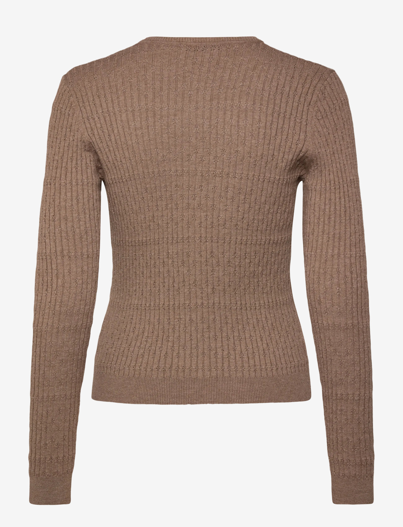 Rosemunde - RWDarcy LS Pointelle Cardigan - koftor - brown grey mel - 1