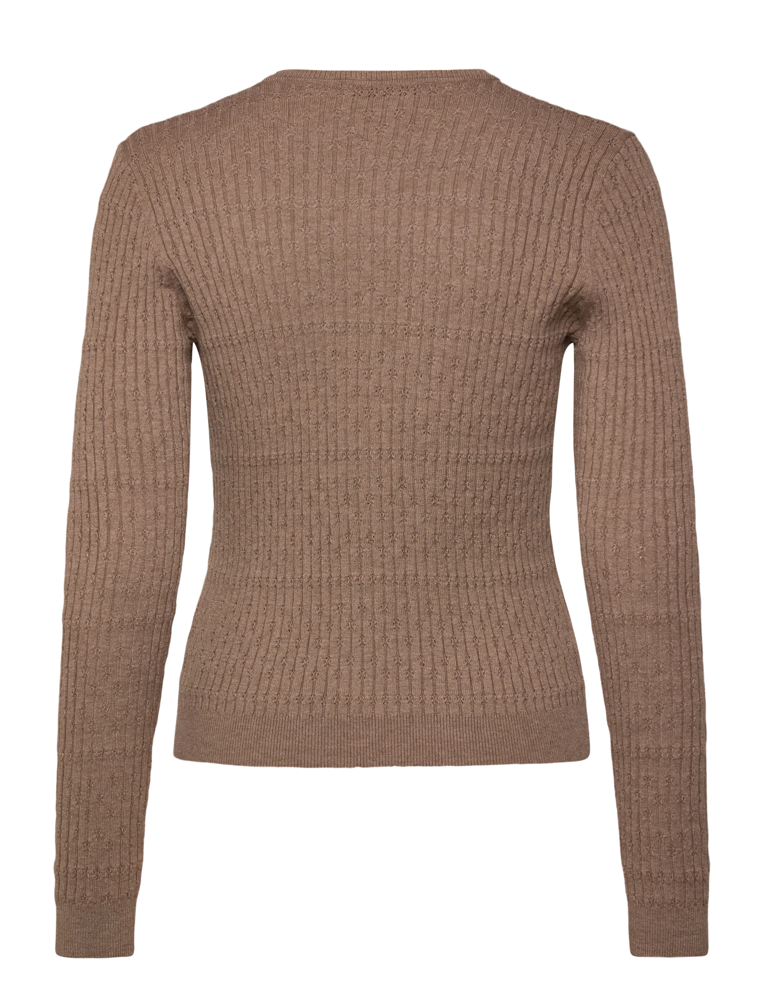 Rosemunde - RWDarcy LS Pointelle Cardigan - cardigans - brown grey mel - 1