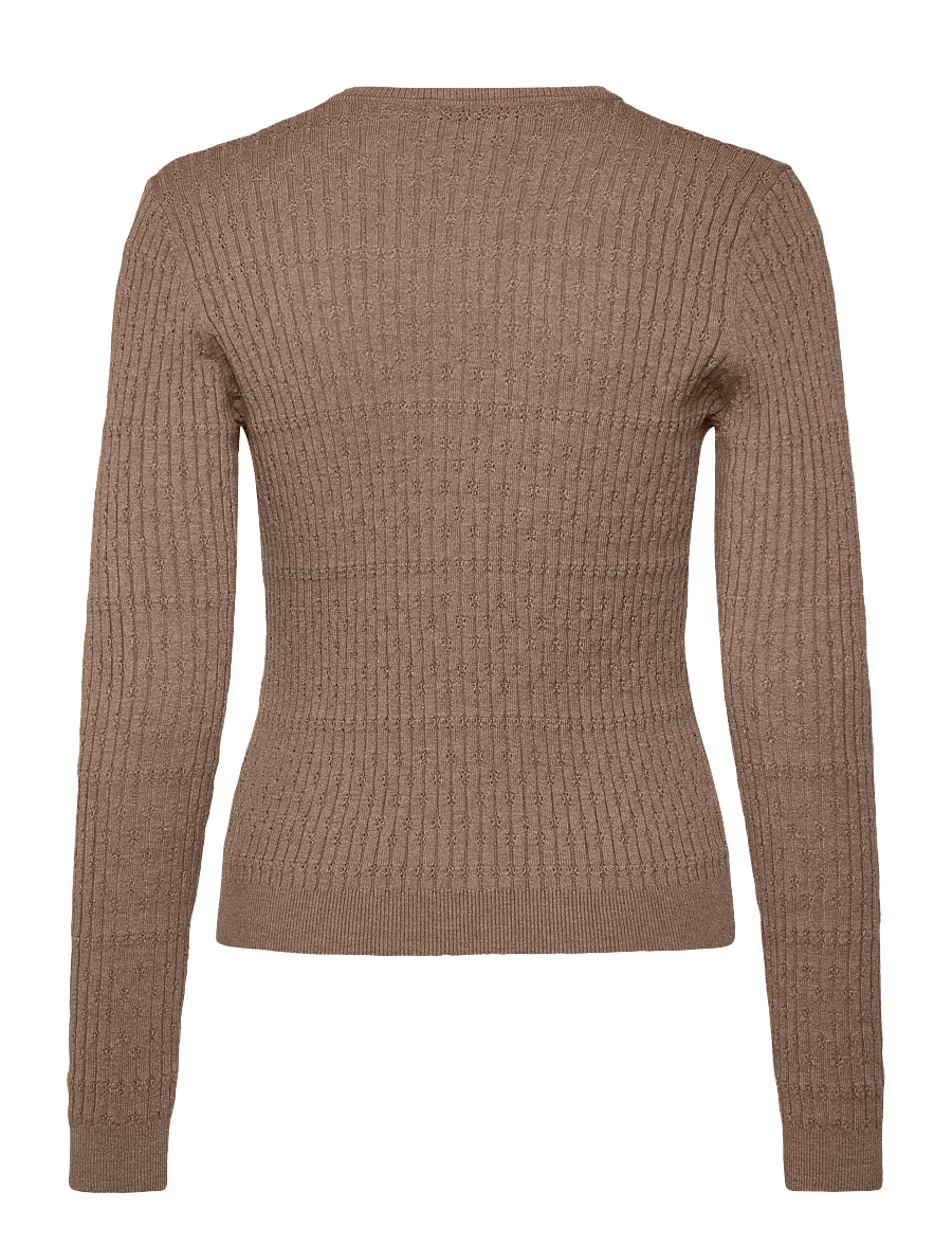 Rosemunde - RWDarcy LS Pointelle Cardigan - gilets - brown grey mel - 1