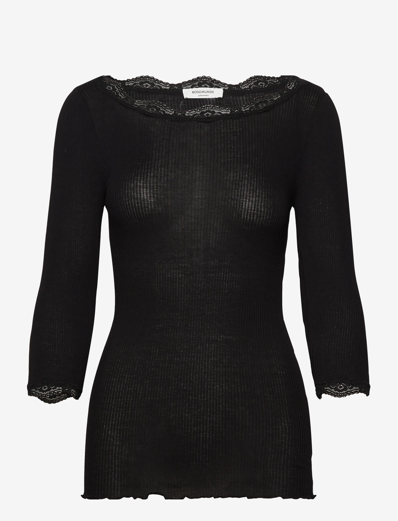 Rosemunde - RWBeatrice 3/4 S Boatneck T-shirt - långärmade toppar - black - 0