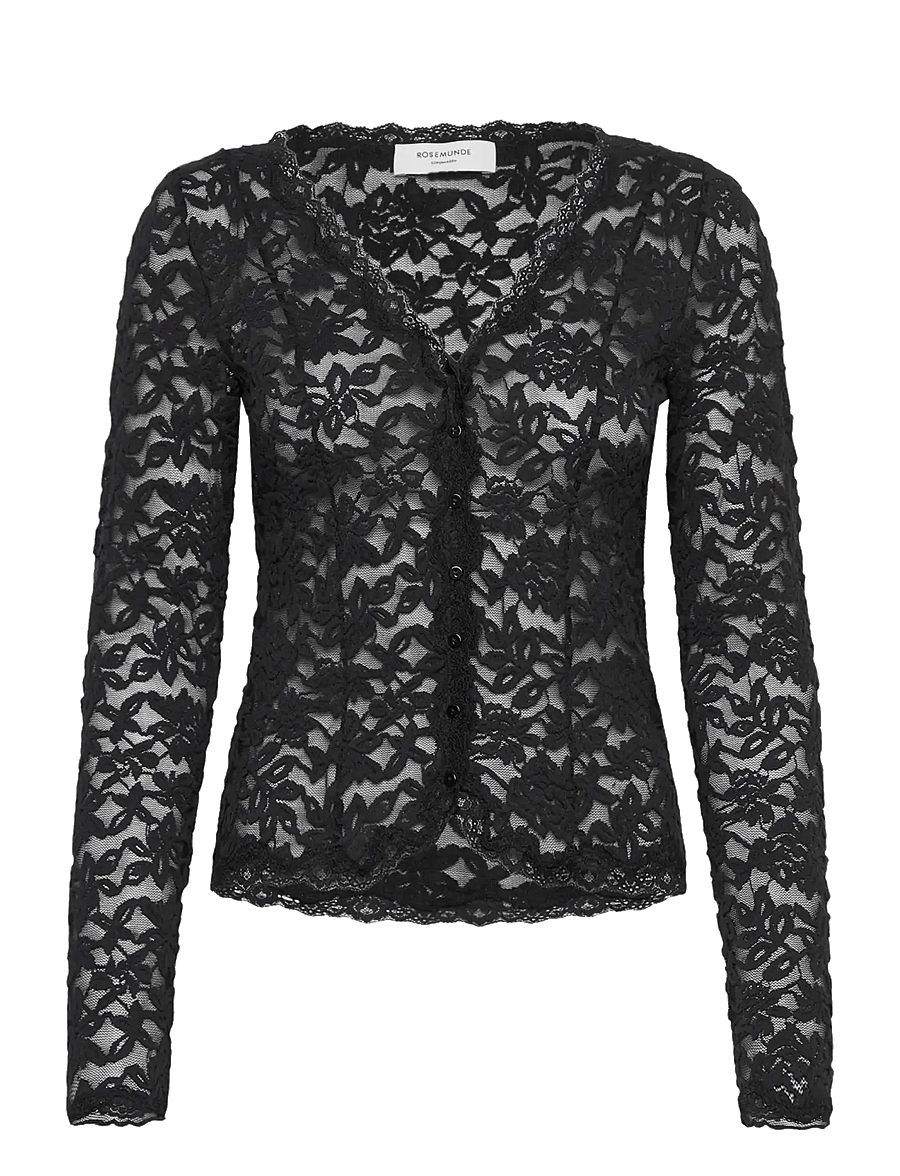 Rosemunde - RWDelicia Lace LS Cardigan - strickjacken - black - 1