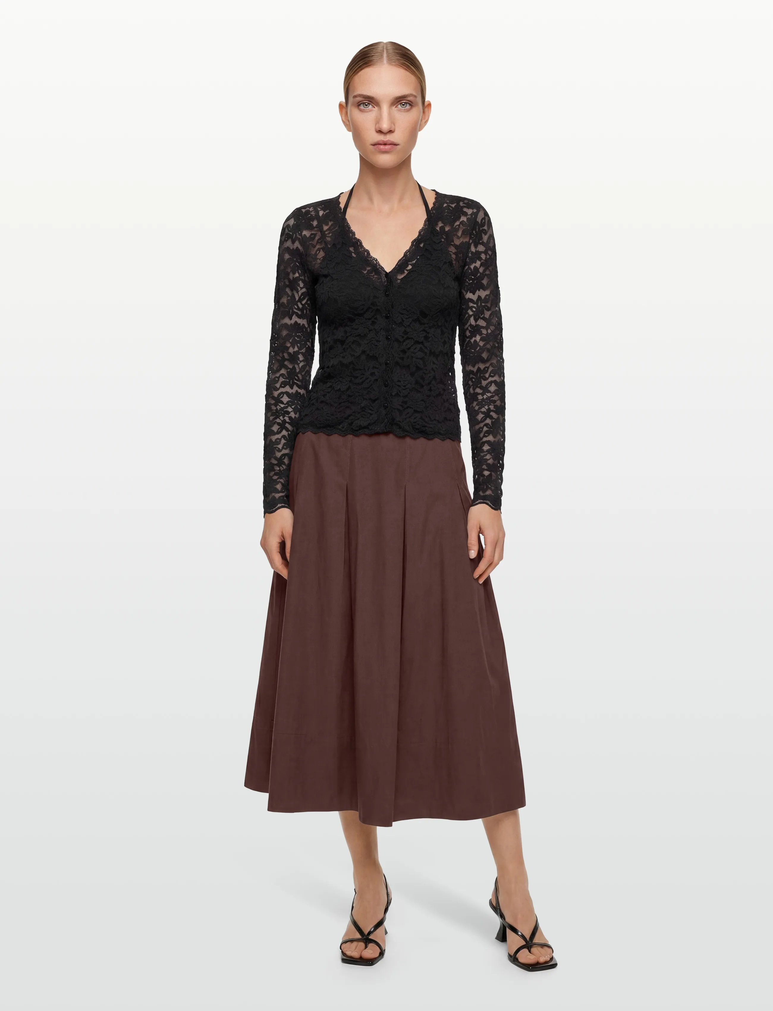 Rosemunde Rwdelicia Lace Ls Cardigan, L, Black, Strik > Cardigans, Dame
