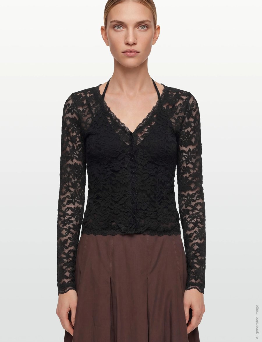 Rosemunde - RWDelicia Lace LS Cardigan - kardigani - black - 3