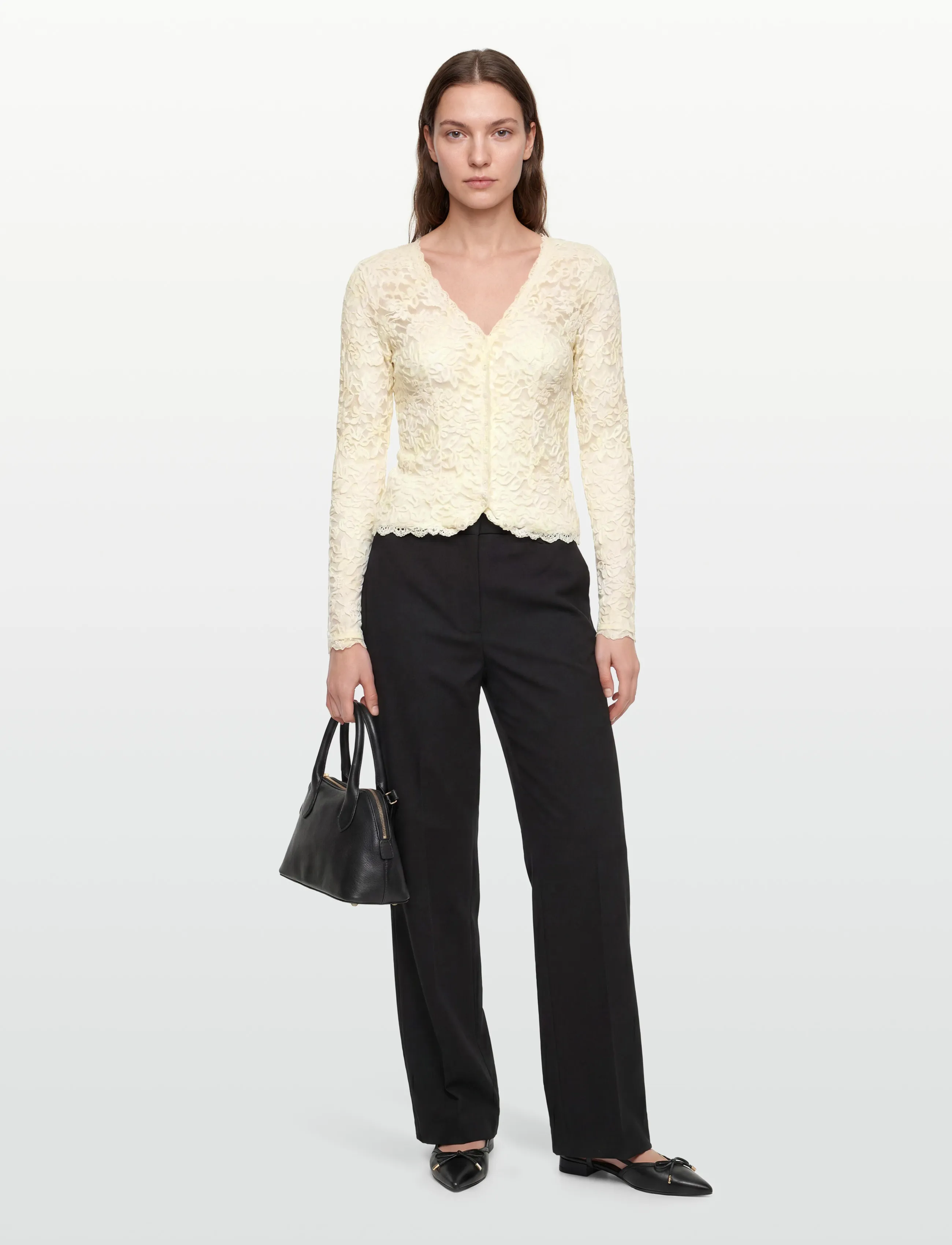 Rosemunde Rwdelicia Lace Ls Cardigan, M, Cream, Strik > Cardigans, Dame