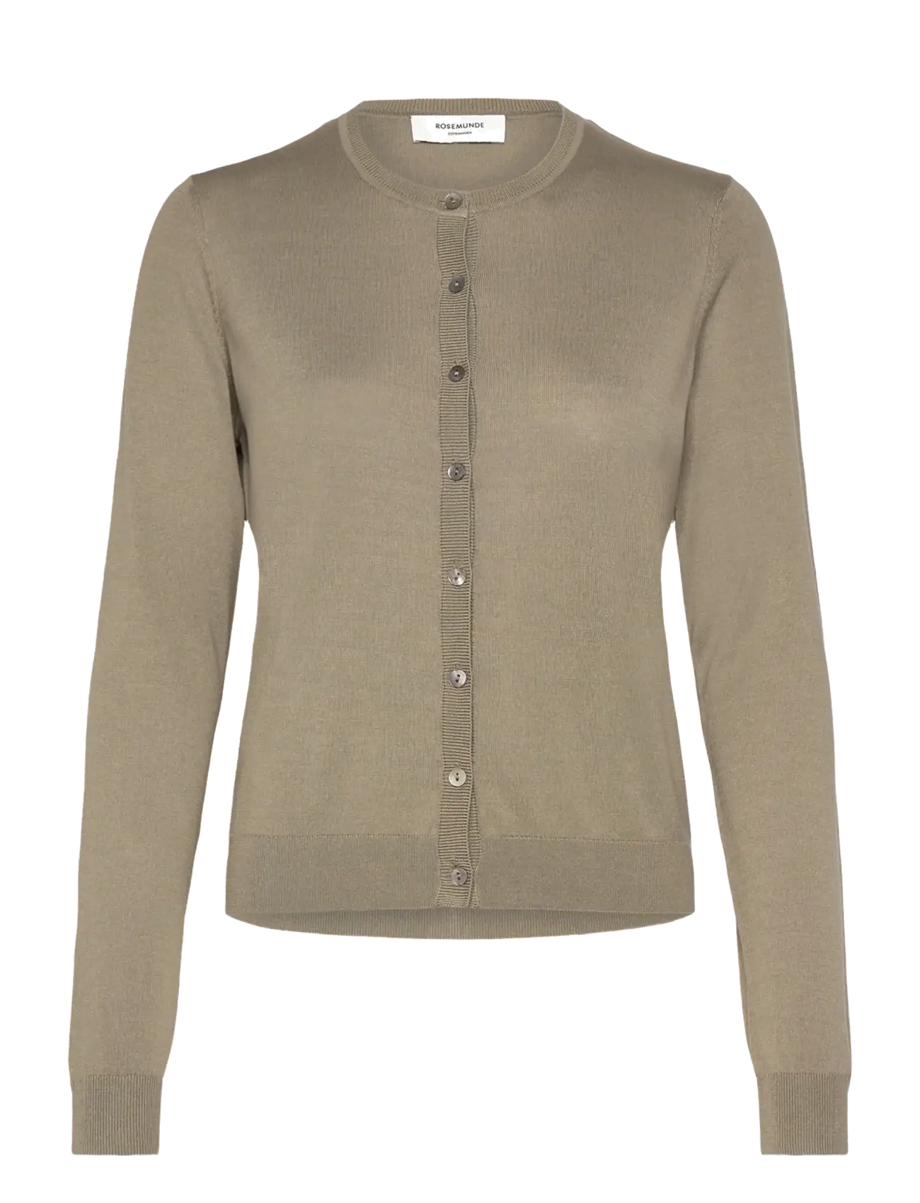 Rosemunde RWCapri Silk LS O-neck Cardigan - Cardigans - DRIED SAGE / khaki/green