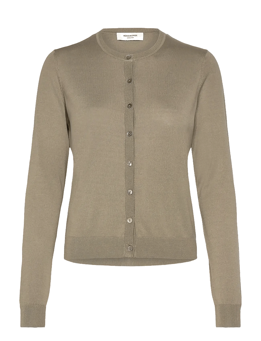 Rosemunde - RWCapri Silk LS O-neck Cardigan - strickjacken - dried sage - 1