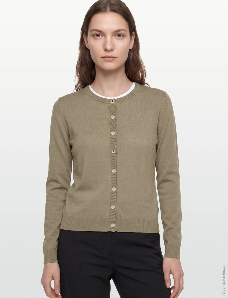 Rosemunde - RWCapri Silk LS O-neck Cardigan - strickjacken - dried sage - 3