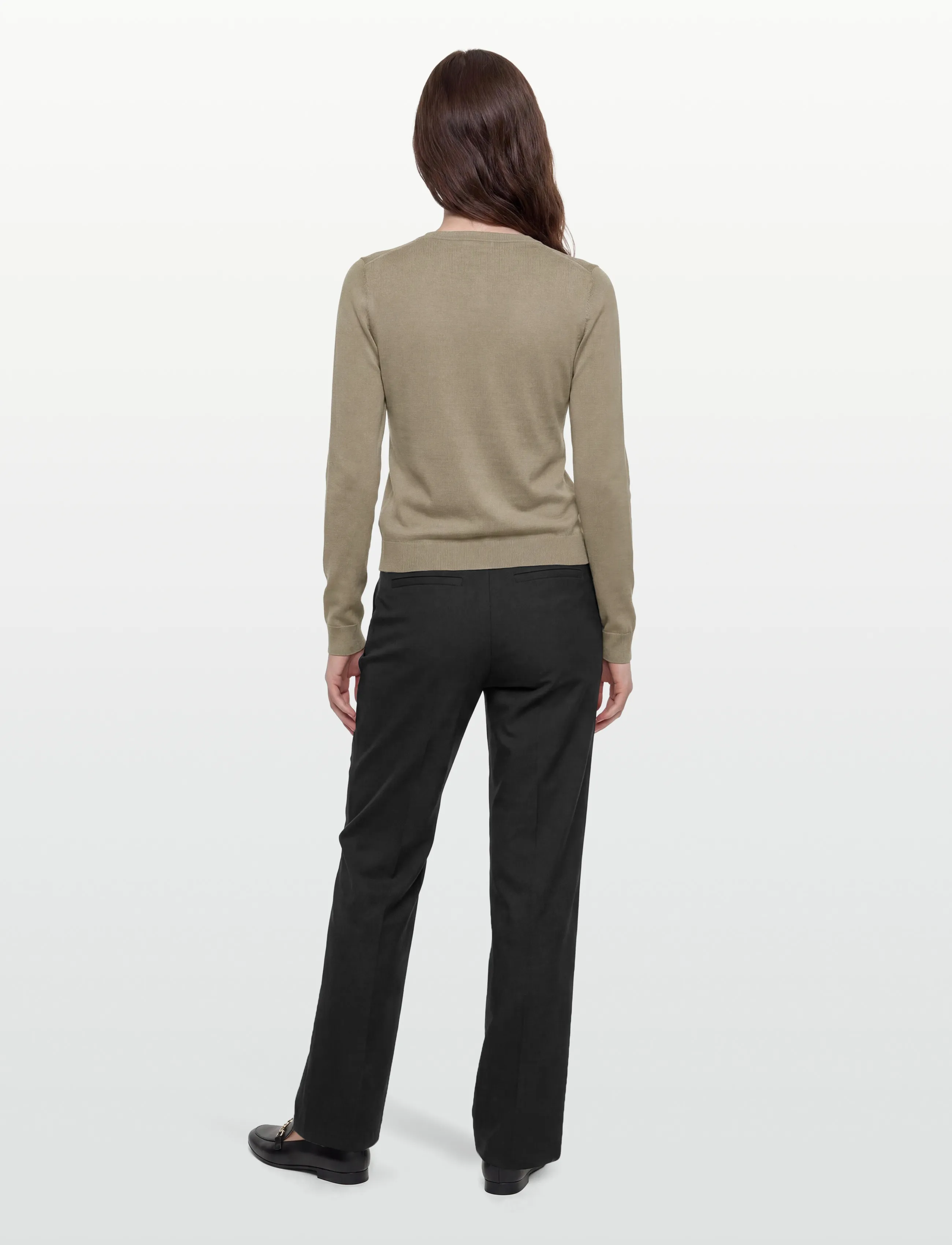 Rosemunde - RWCapri Silk LS O-neck Cardigan - koftor - dried sage - 4