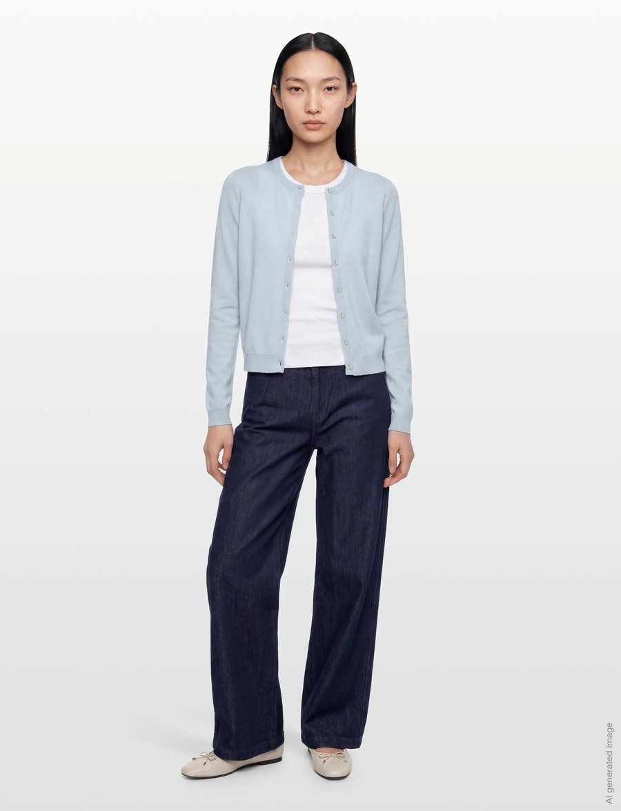 Rosemunde - RWCapri Silk LS O-neck Cardigan - strickjacken - nantucket blue - 0