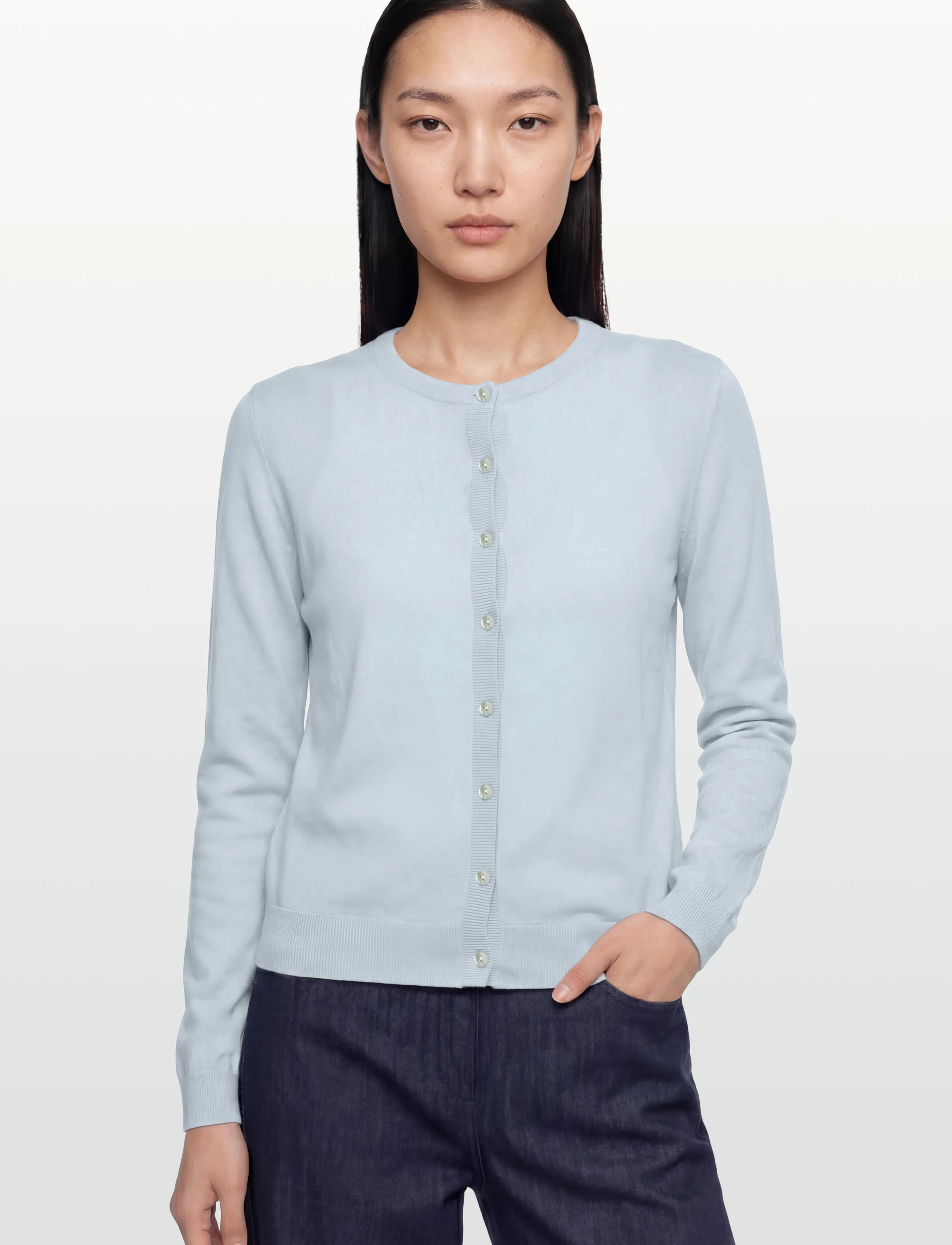 Rosemunde - RWCapri Silk LS O-neck Cardigan - cardigans - nantucket blue - 3