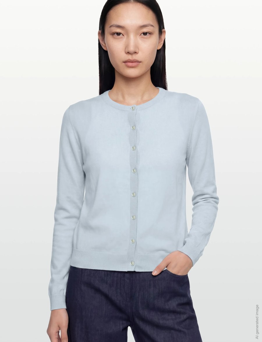 Rosemunde - RWCapri Silk LS O-neck Cardigan - strickjacken - nantucket blue - 3