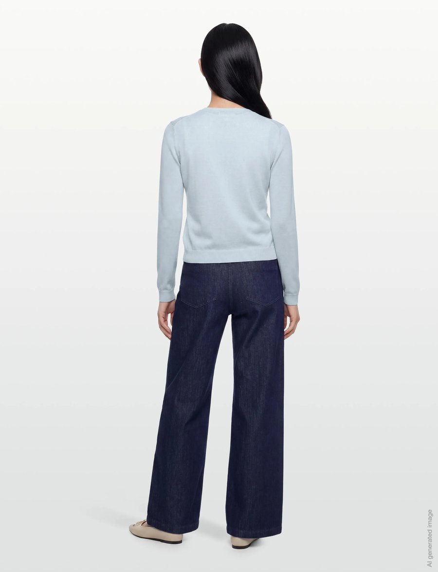 Rosemunde - RWCapri Silk LS O-neck Cardigan - strickjacken - nantucket blue - 4