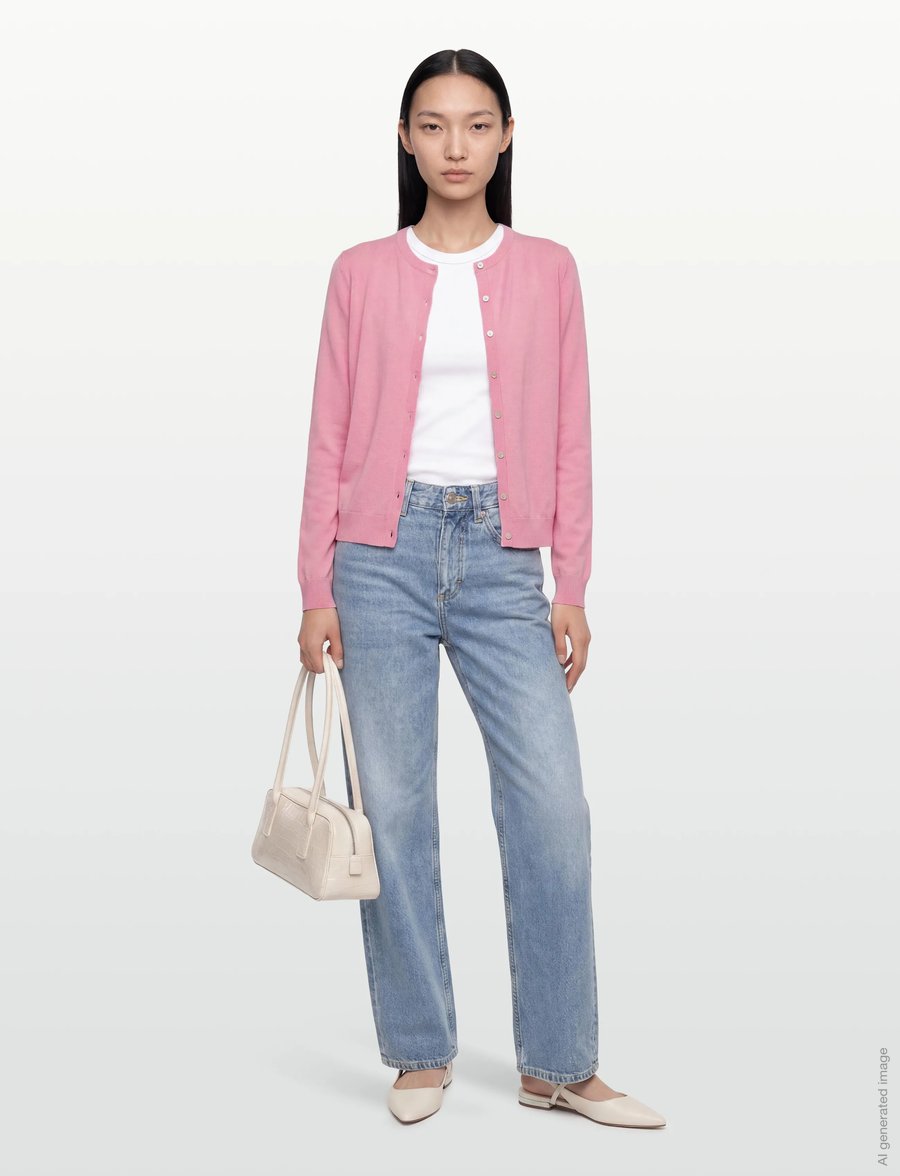 Rosemunde - RWCapri Silk LS O-neck Cardigan - strickjacken - sea pink - 0