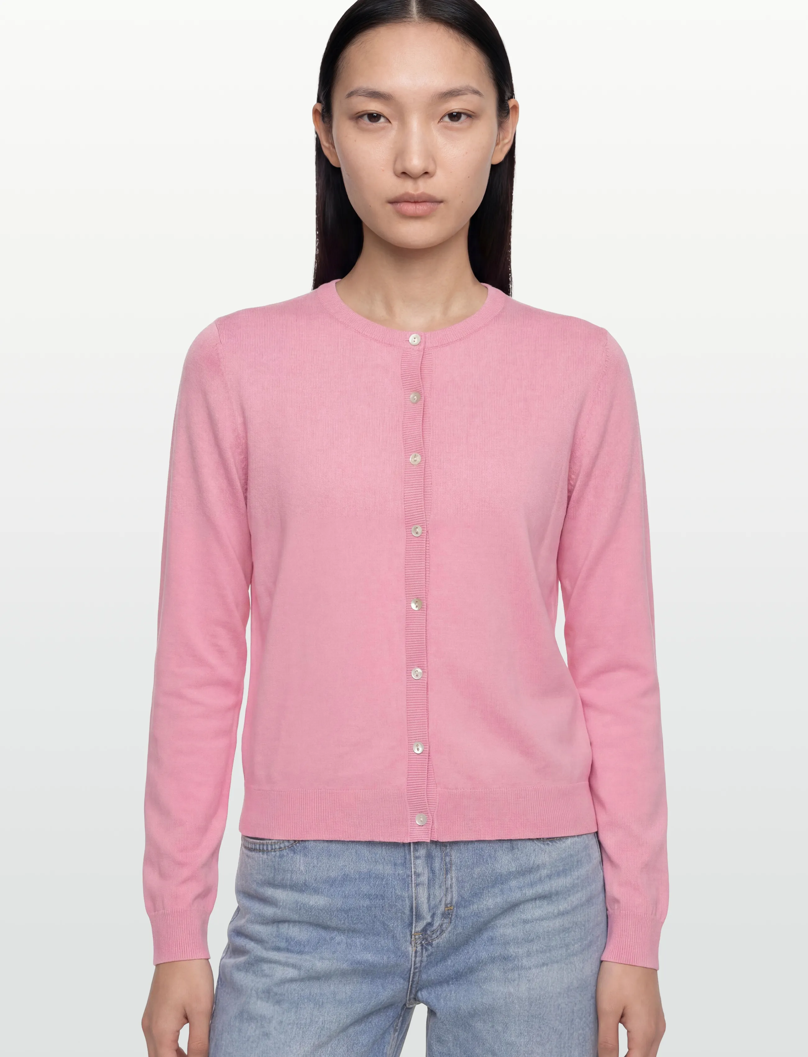 Rosemunde - RWCapri Silk LS O-neck Cardigan - cardigans - sea pink - 3
