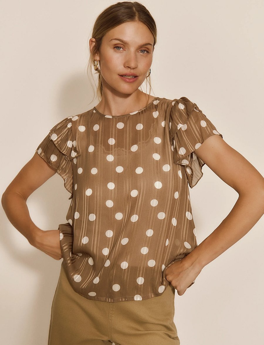 Rosemunde - RWGloria SS Blouse - coca mocha dot print - 0