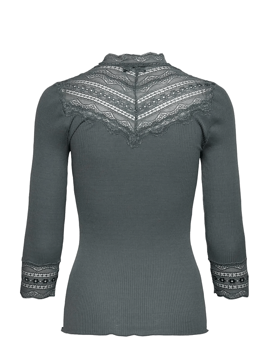 Rosemunde - RWBenita Silk 3/4 Turtleneck Lace Top - t-shirts - stormy weather - 1