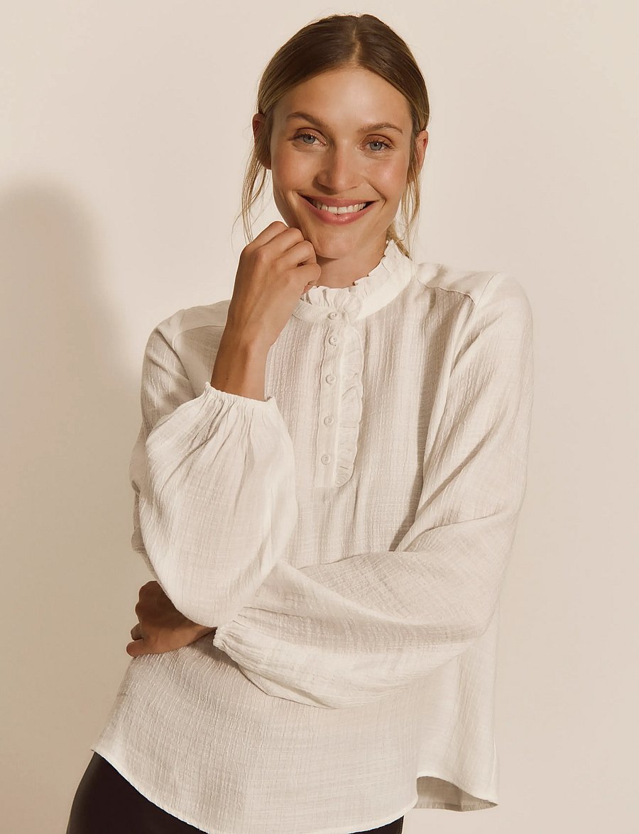 Rosemunde - RWMarseille LS Blouse - langärmelige blusen - cloud dancer - 0