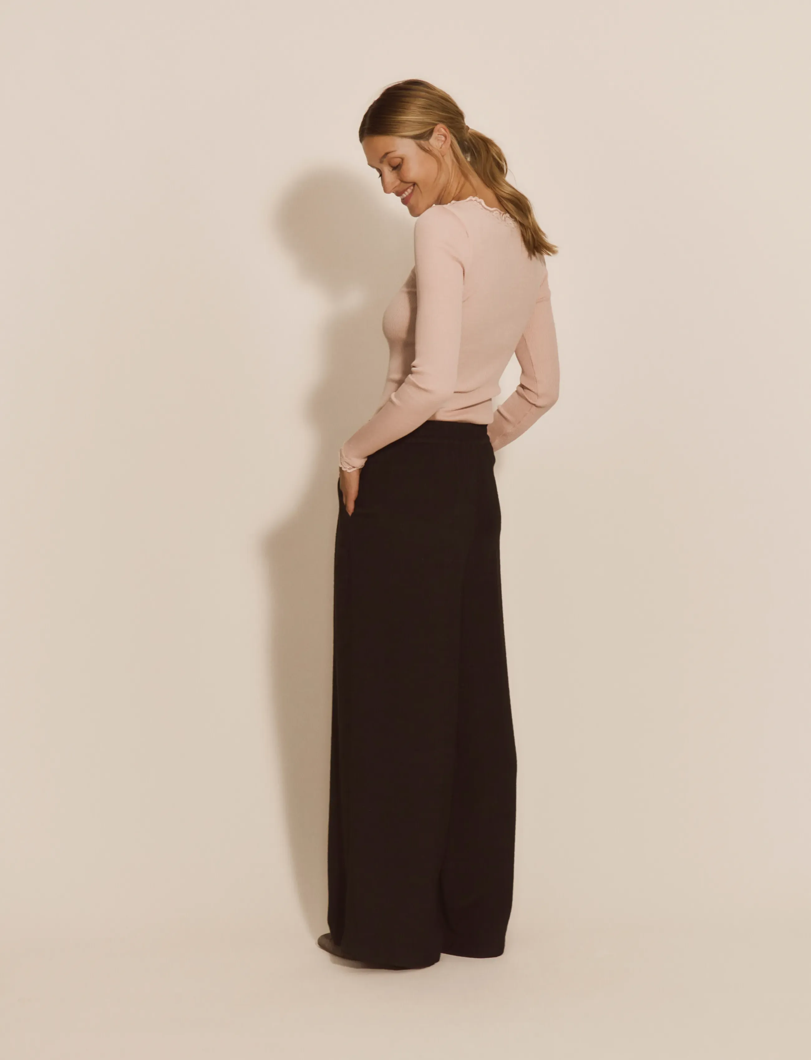 Rosemunde RWMarseille HW Wide Trousers - Everyday Style - BLACK / black