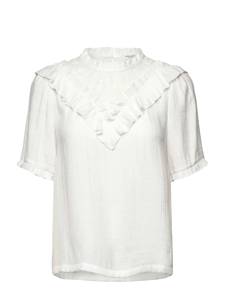 Rosemunde - RWMarseille SS Lace Blouse - kurzärmelige blusen - cloud dancer - 0
