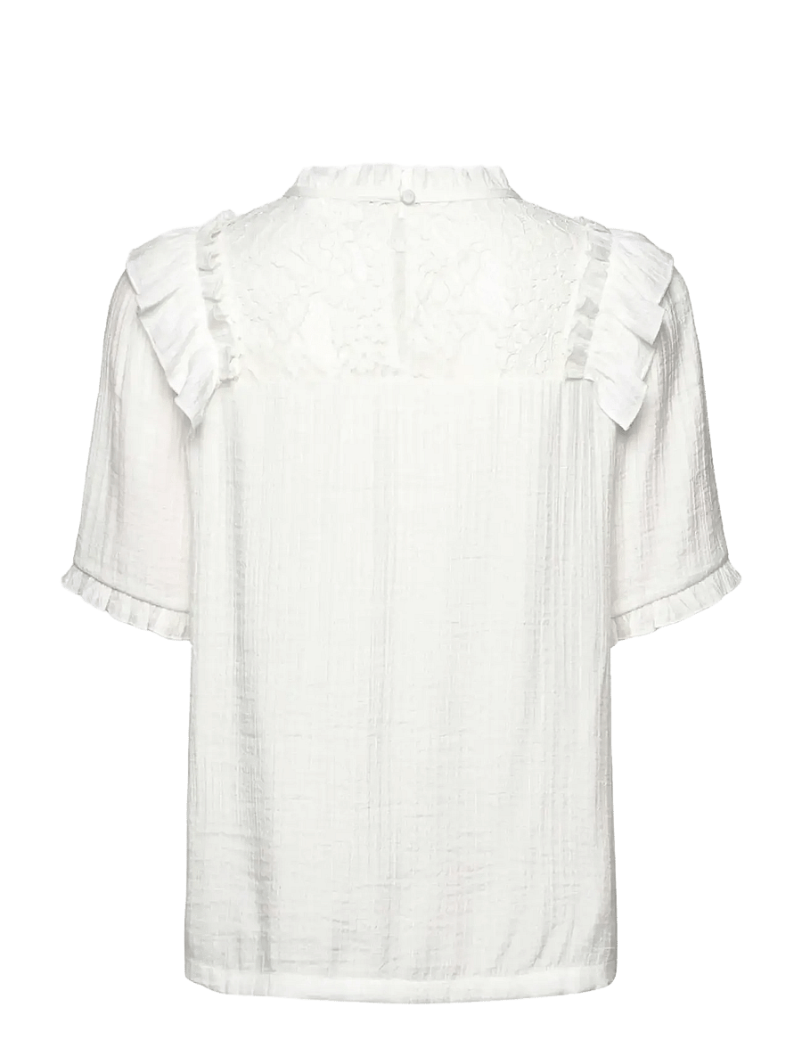Rosemunde - RWMarseille SS Lace Blouse - kurzärmelige blusen - cloud dancer - 1