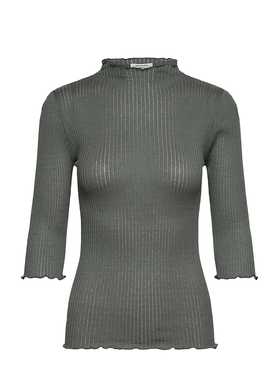 Rosemunde - RWBelize Silk 3/4 T-shirt - t-shirts - balsam green - 1