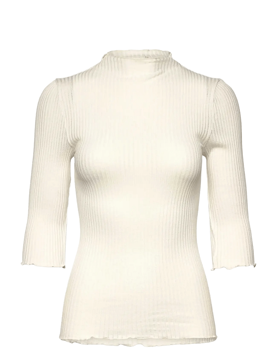 Rosemunde - RWBelize Silk 3/4 T-shirt - t-shirts - new white - 0