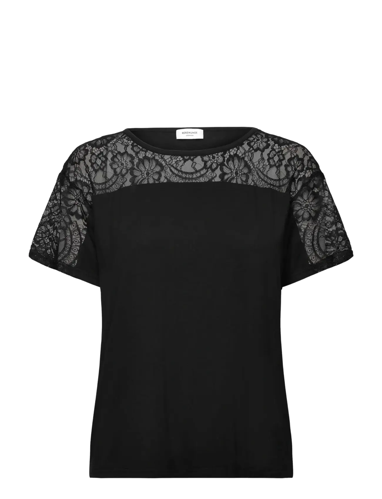 Rosemunde RWBiarritz SS Lace T-shirt - T-shirts & Toppe - BLACK / black