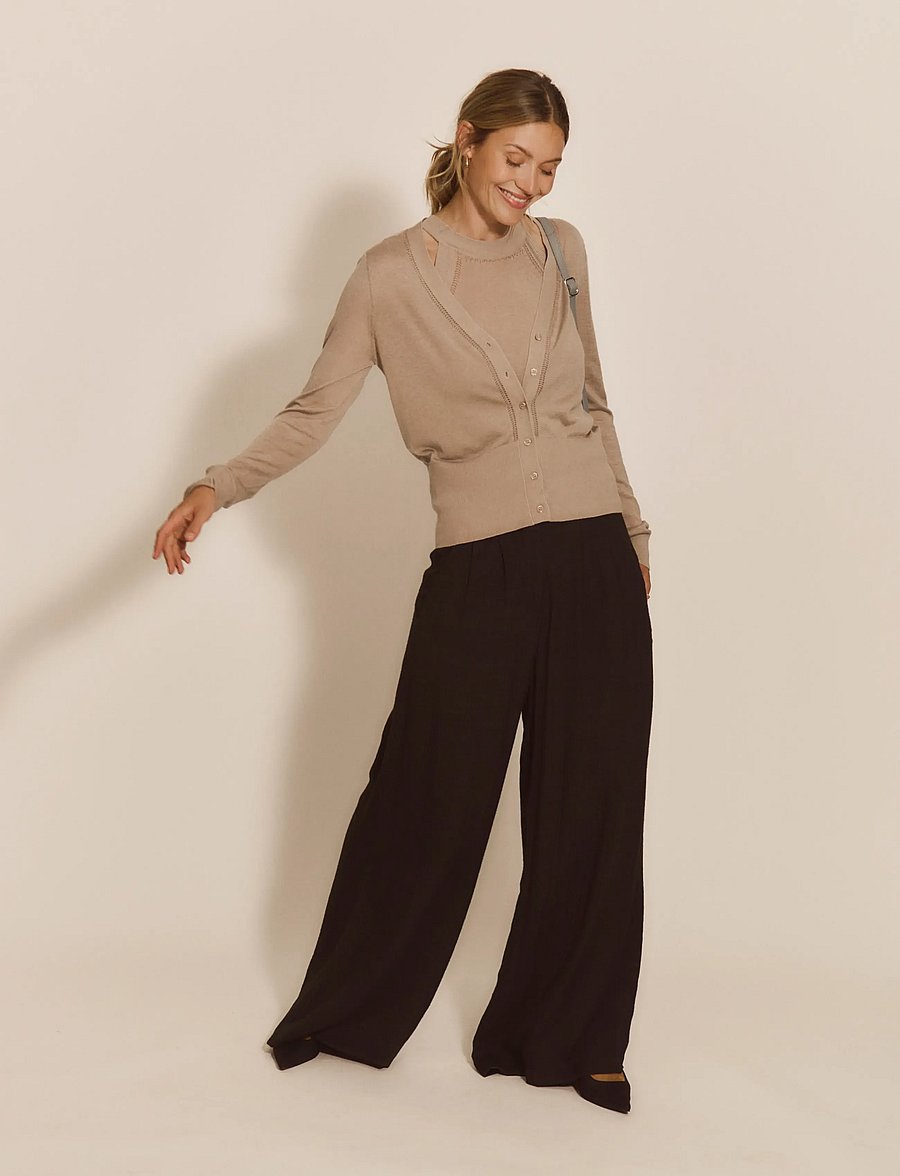 Rosemunde - RWSamira Silk LS Cardigan - strickjacken - mocha meringue - 3