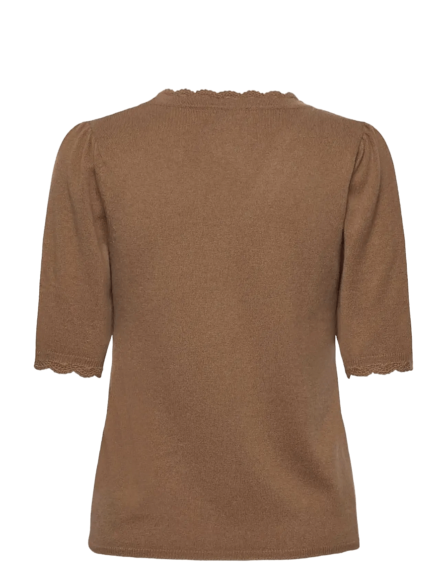 Rosemunde - RWLaica Cashmere Crochet SS V-neck - cashmere - coca mocha - 1