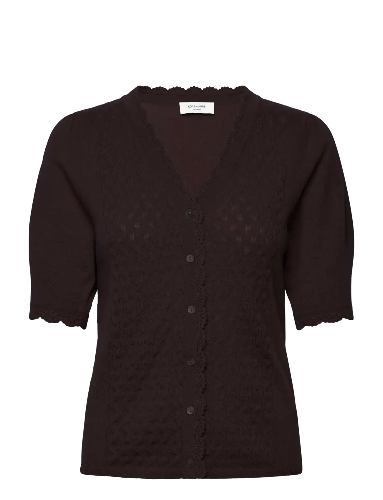 Rosemunde RWLaica Cashmere Crochet  SS V-neck - Kleidung - GANACHE / brown