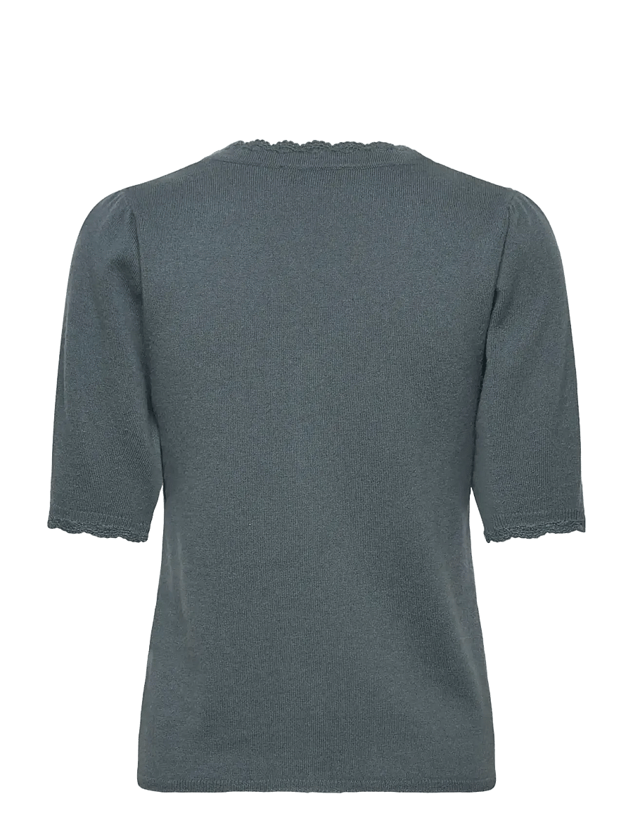 Rosemunde - RWLaica Cashmere Crochet SS V-neck - cashmere - stormy weather - 1