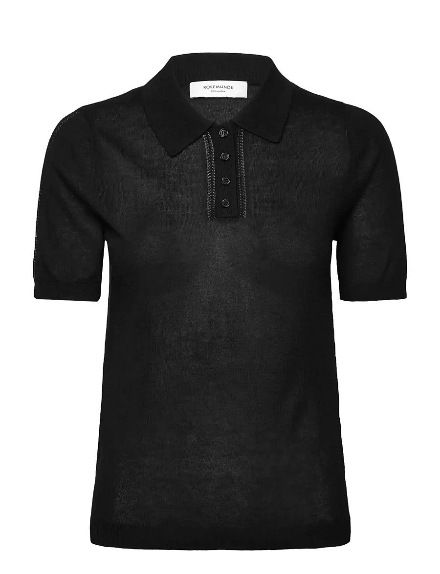 Rosemunde - RWSamira Silk SS Polo Pullover - pullover - black - 0