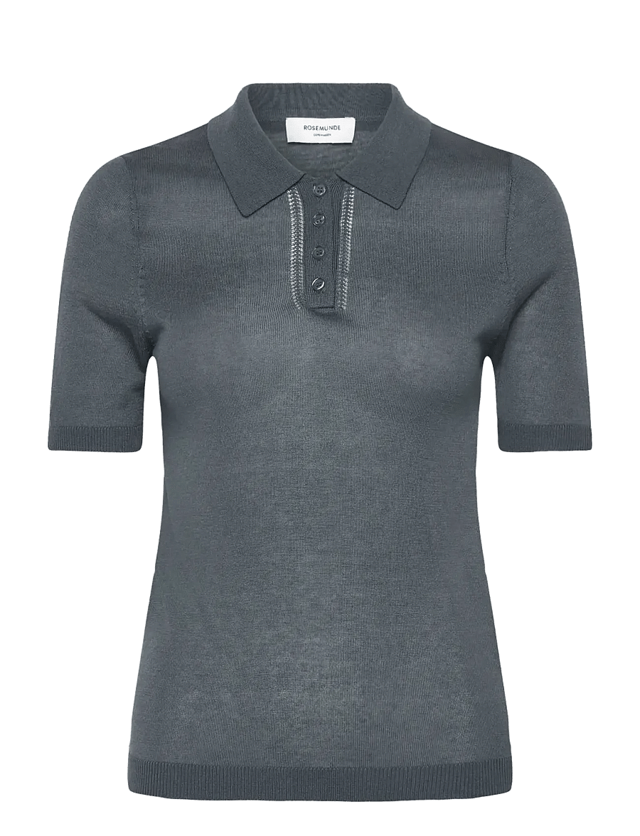 Rosemunde - RWSamira Silk SS Polo Pullover - pullover - stormy weather - 1