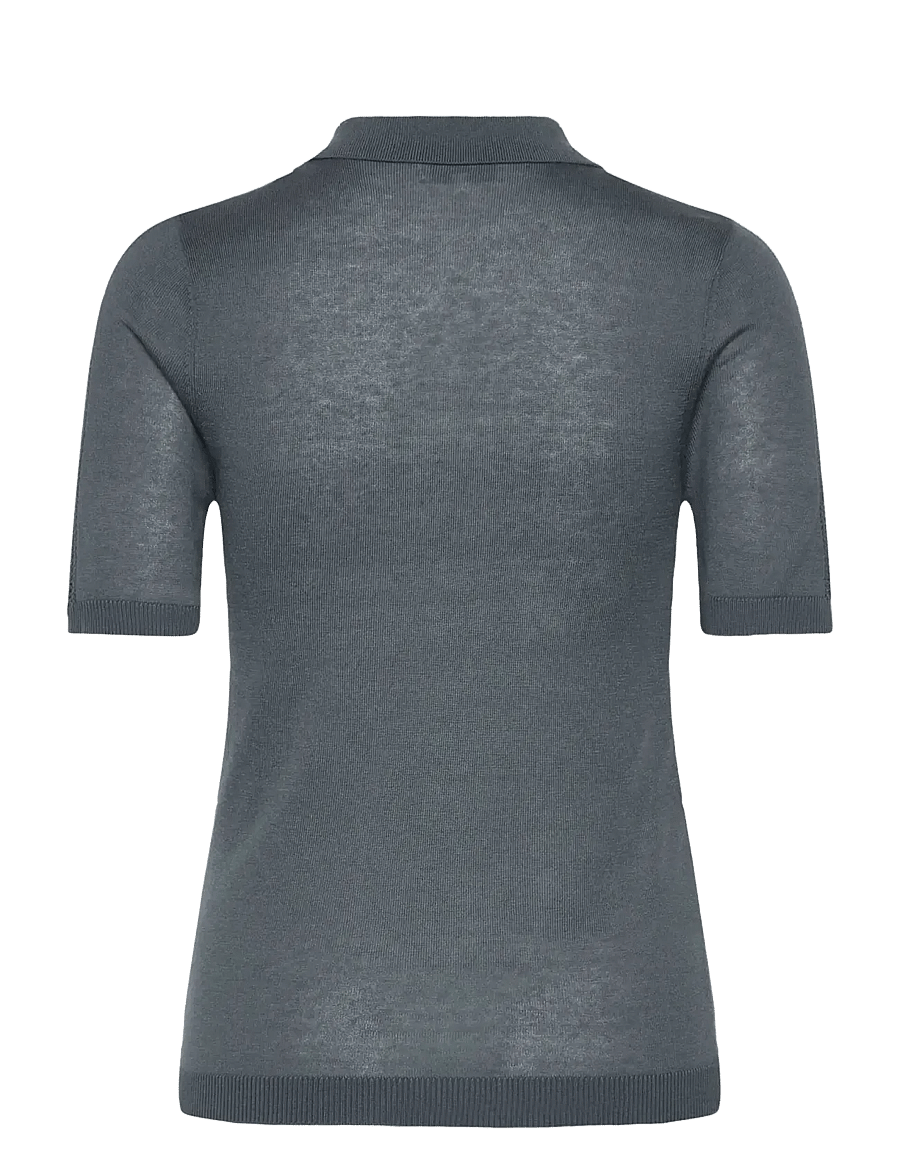 Rosemunde - RWSamira Silk SS Polo Pullover - pullover - stormy weather - 2