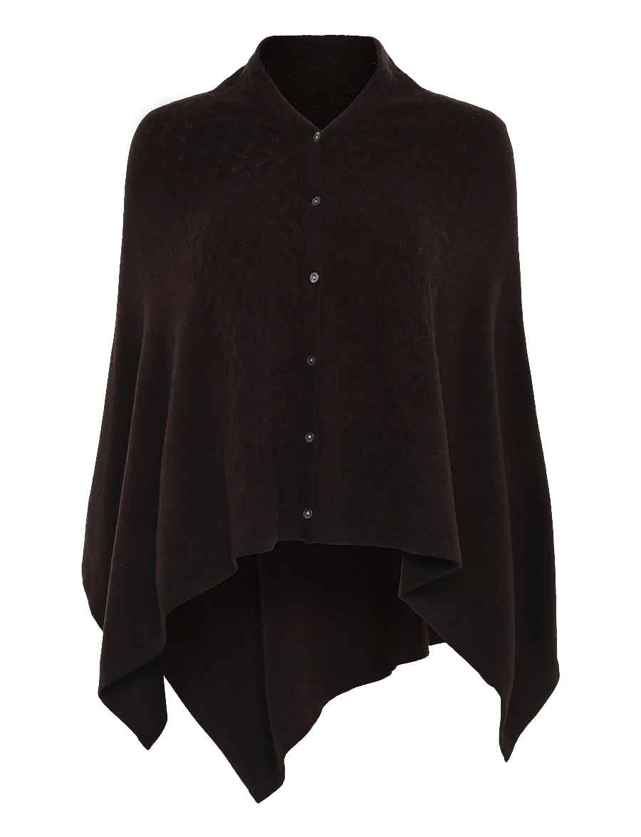 Rosemunde - RWLaica Cashmere Pointelle Poncho - cashmere - ganache - 0