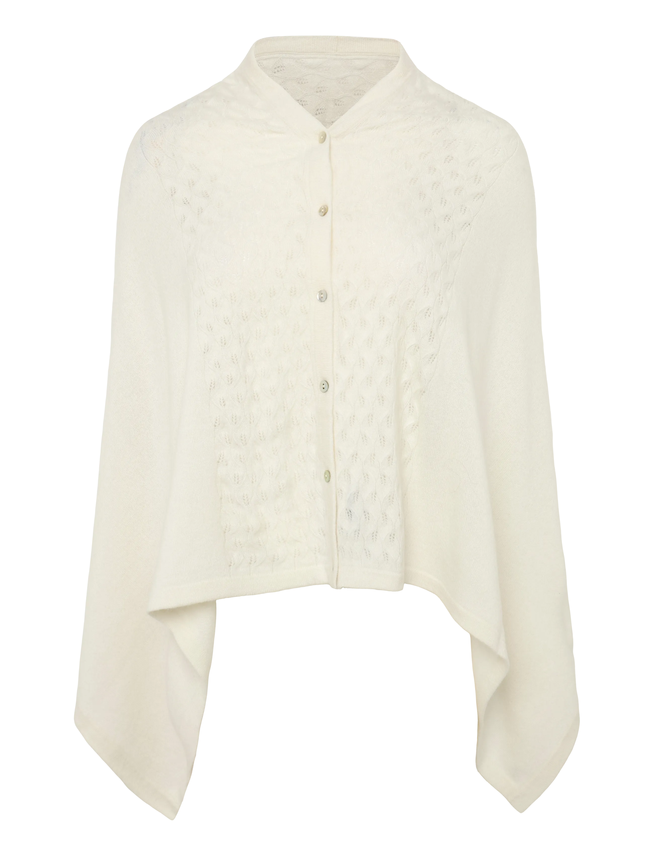 Rosemunde Rwlaica Cashmere Pointelle Poncho, One Size, Knitwear, Creme - Ponchos, Frauen