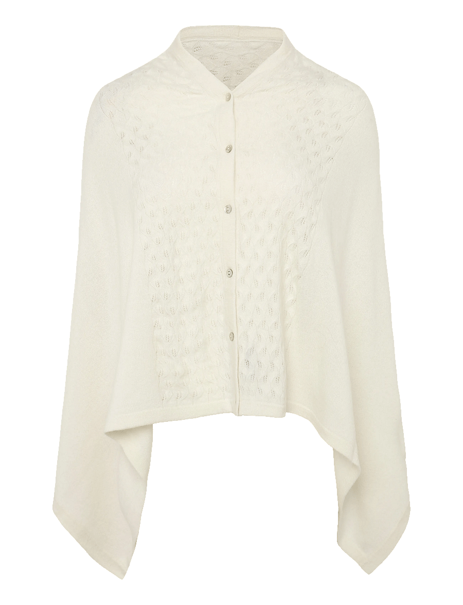 Rosemunde - RWLaica Cashmere Pointelle Poncho - kaschmir - ivory - 0