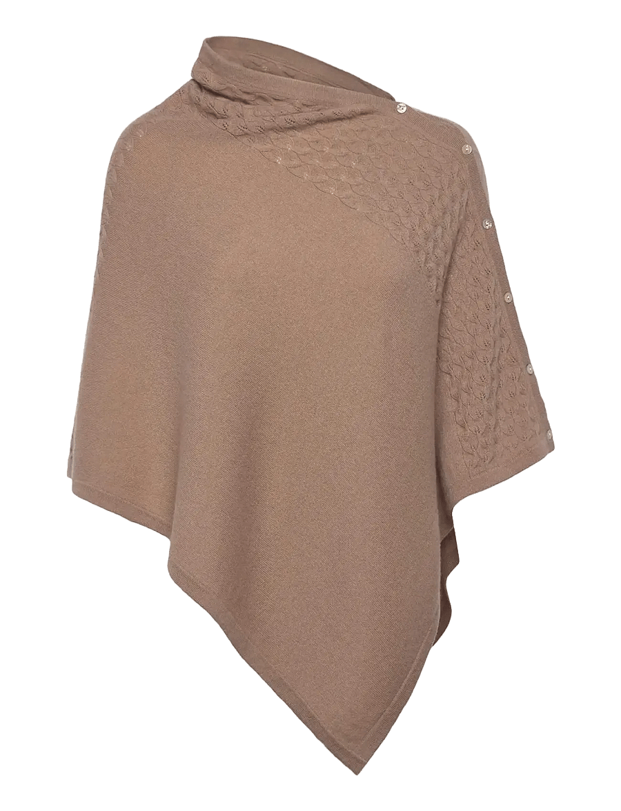 Rosemunde - RWLaica Cashmere Pointelle Poncho - kašmiir - mocha meringue - 1