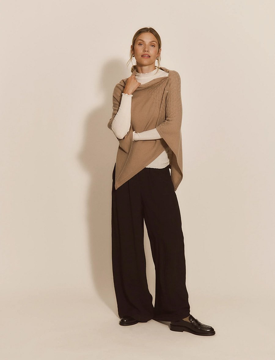 Rosemunde - RWLaica Cashmere Pointelle Poncho - kašmiir - mocha meringue - 4