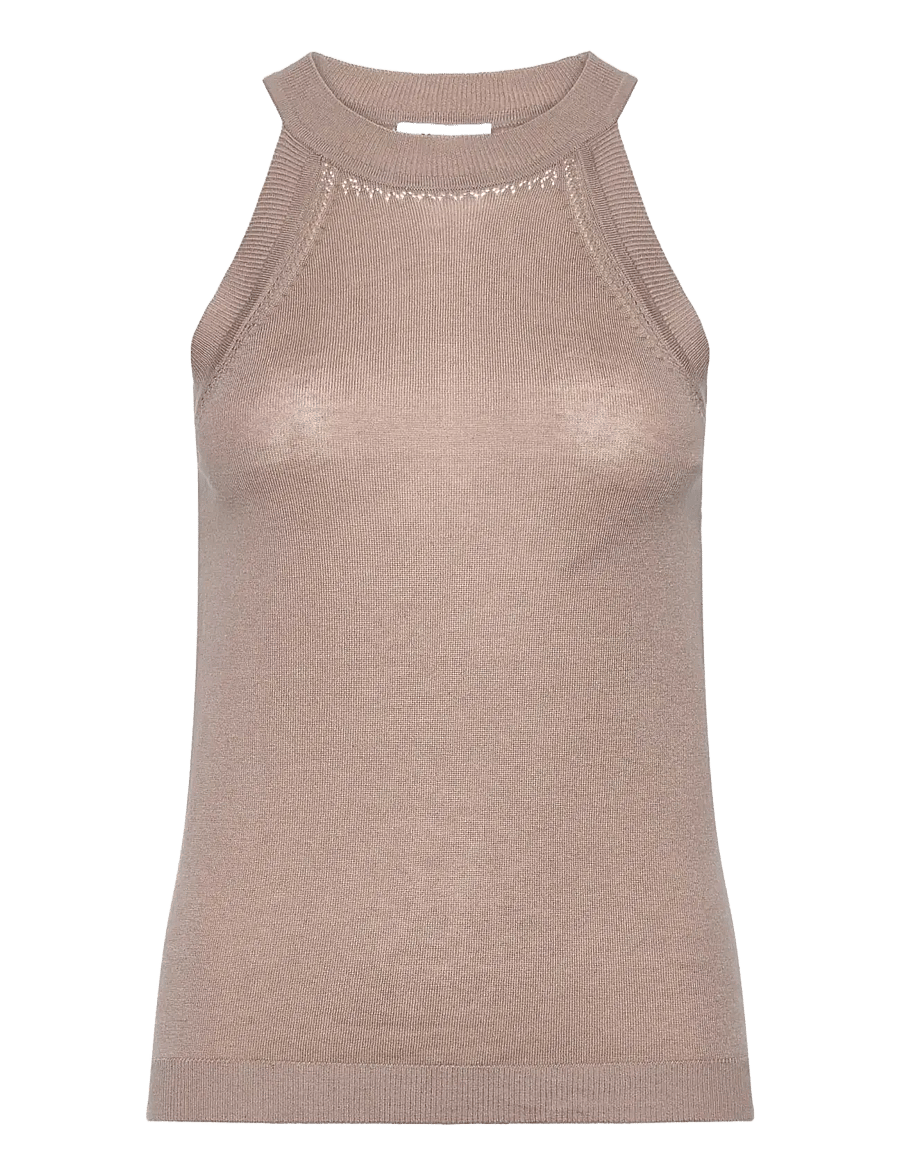 Rosemunde - RWSamira Silk SL Top - sleeveless tops - mocha meringue - 1