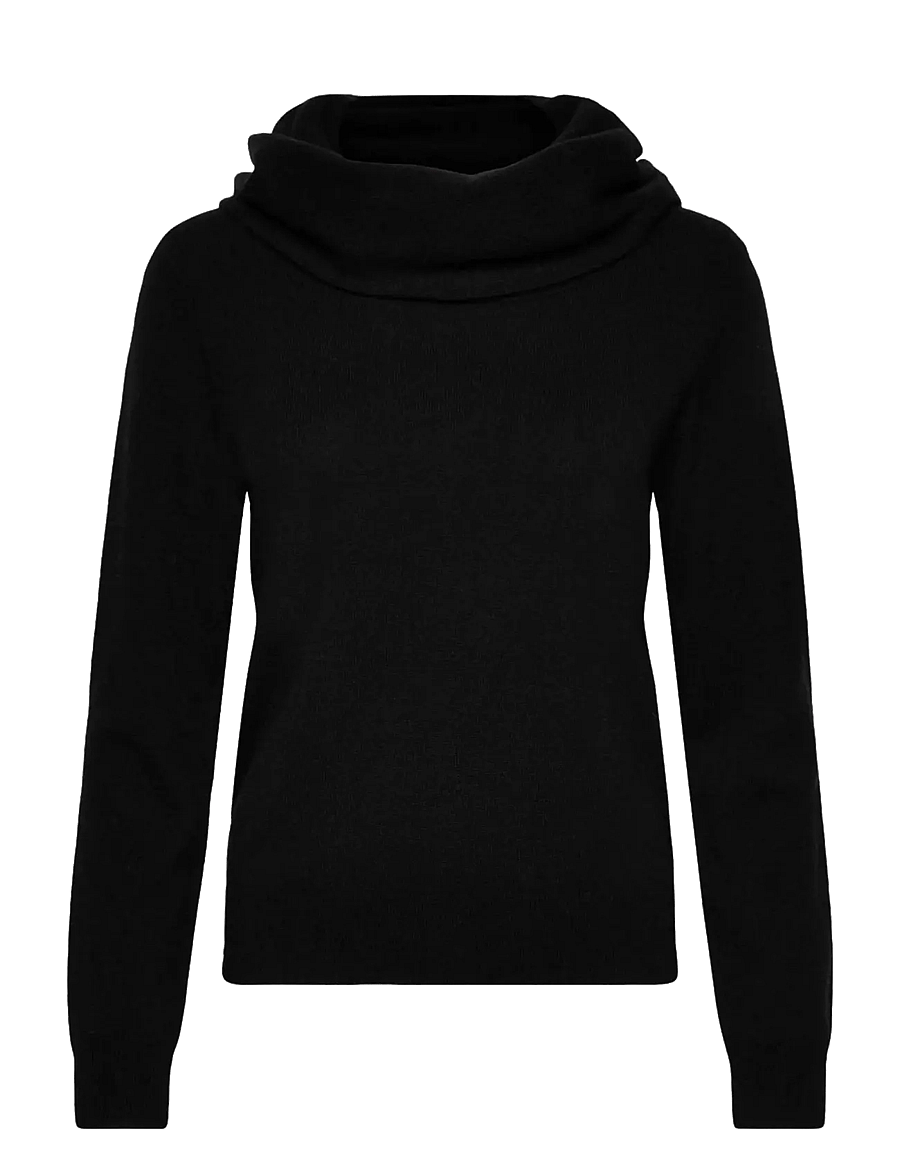 Rosemunde - RWLaica Cashmere LS Waterfall Collar Pullover - kashmir - black - 0