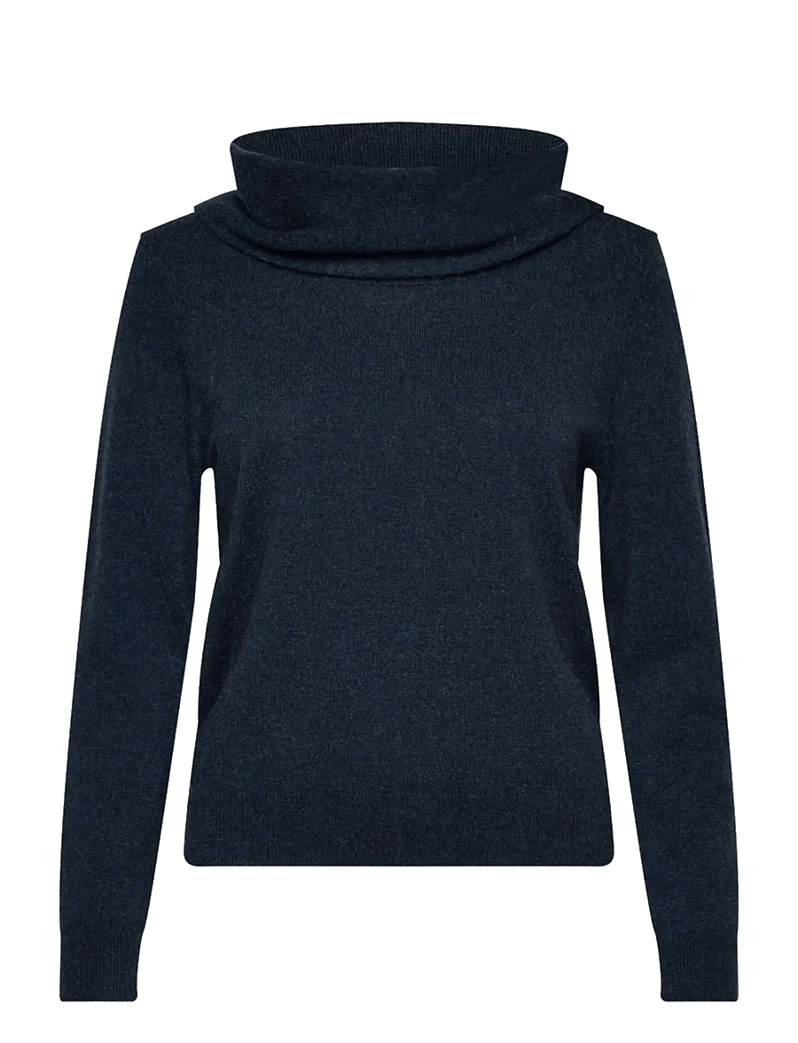 Rosemunde - RWLaica Cashmere LS Waterfall Collar Pullover - kaschmir - dark navy melange - 0