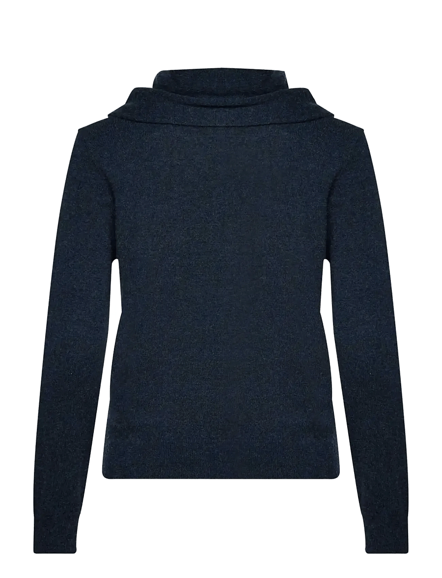 Rosemunde - RWLaica Cashmere LS Waterfall Collar Pullover - kaschmir - dark navy melange - 1