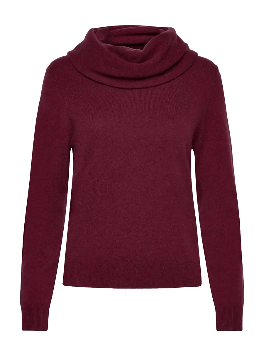 Rosemunde - RWLaica Cashmere LS Waterfall Collar Pullover - kašmiir - windsor wine - 0